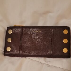 Hammitt Maroon Wallet with Gold Accents